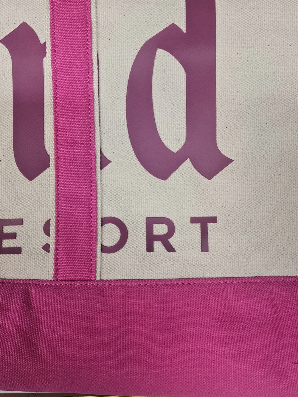 Pink Canvas Tote Bag with Logo Detail